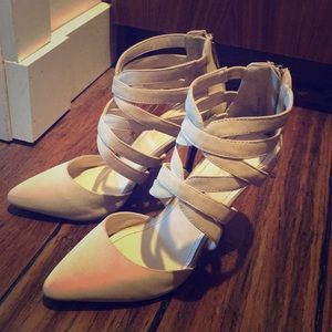 Nude criss cross heels